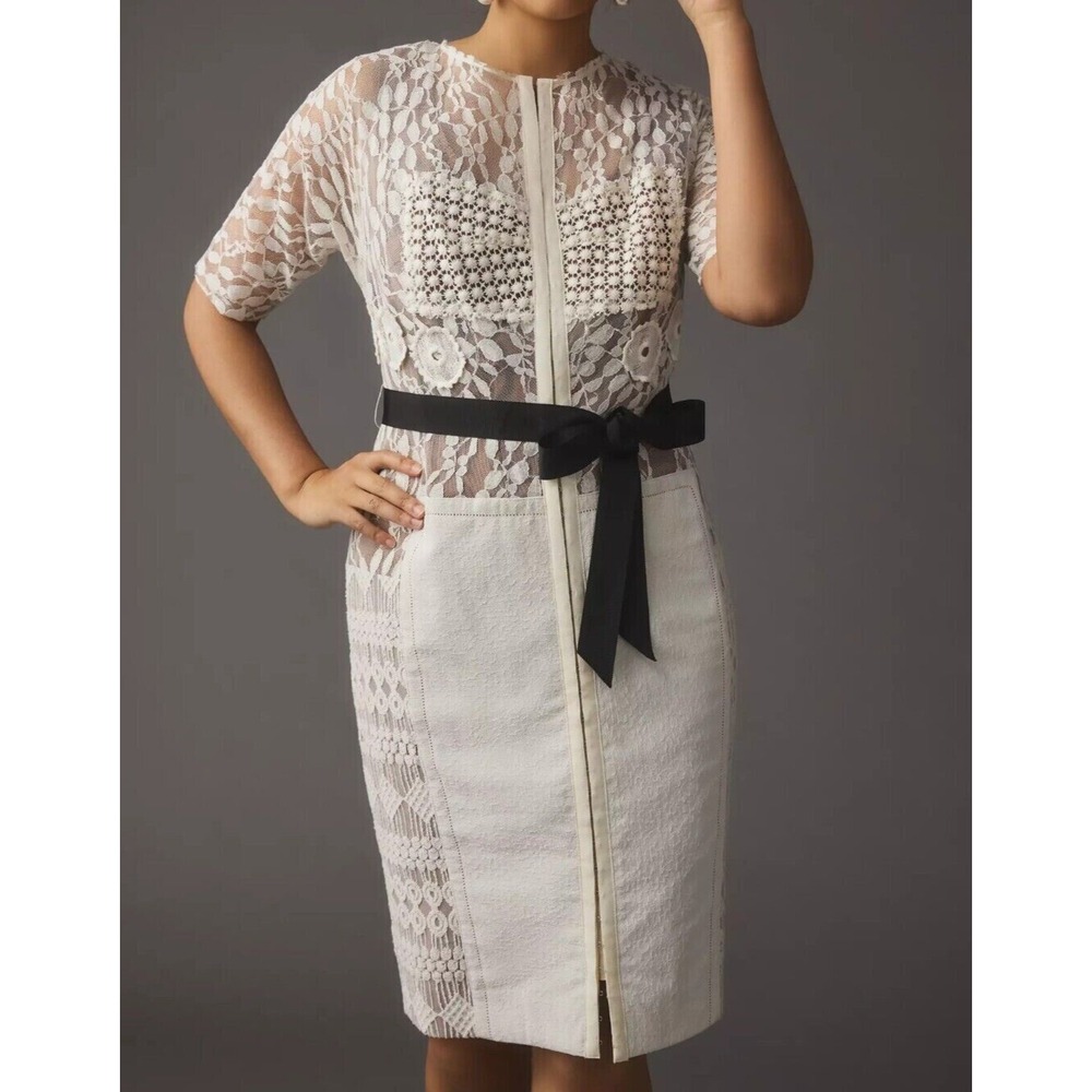 NWT BYRON LARS CARISSIMA   Lace Ivory Sheath Dress 22 W Plus Anthropologie